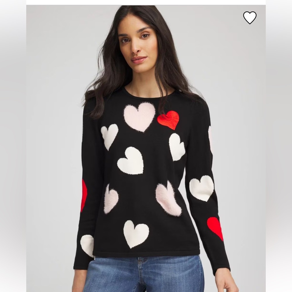 Chico's Multi Heart Pullover Sweater - image 1